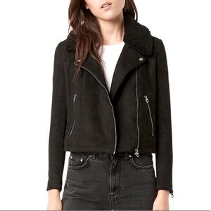 French Connection Amaranta Faux Shearling Moto Jacket XL Size 12